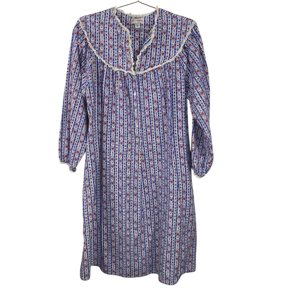 Lanz of Salzburg Nightgown Womens Medium Floral Heart‎ Long Sleeve Pajama Gown